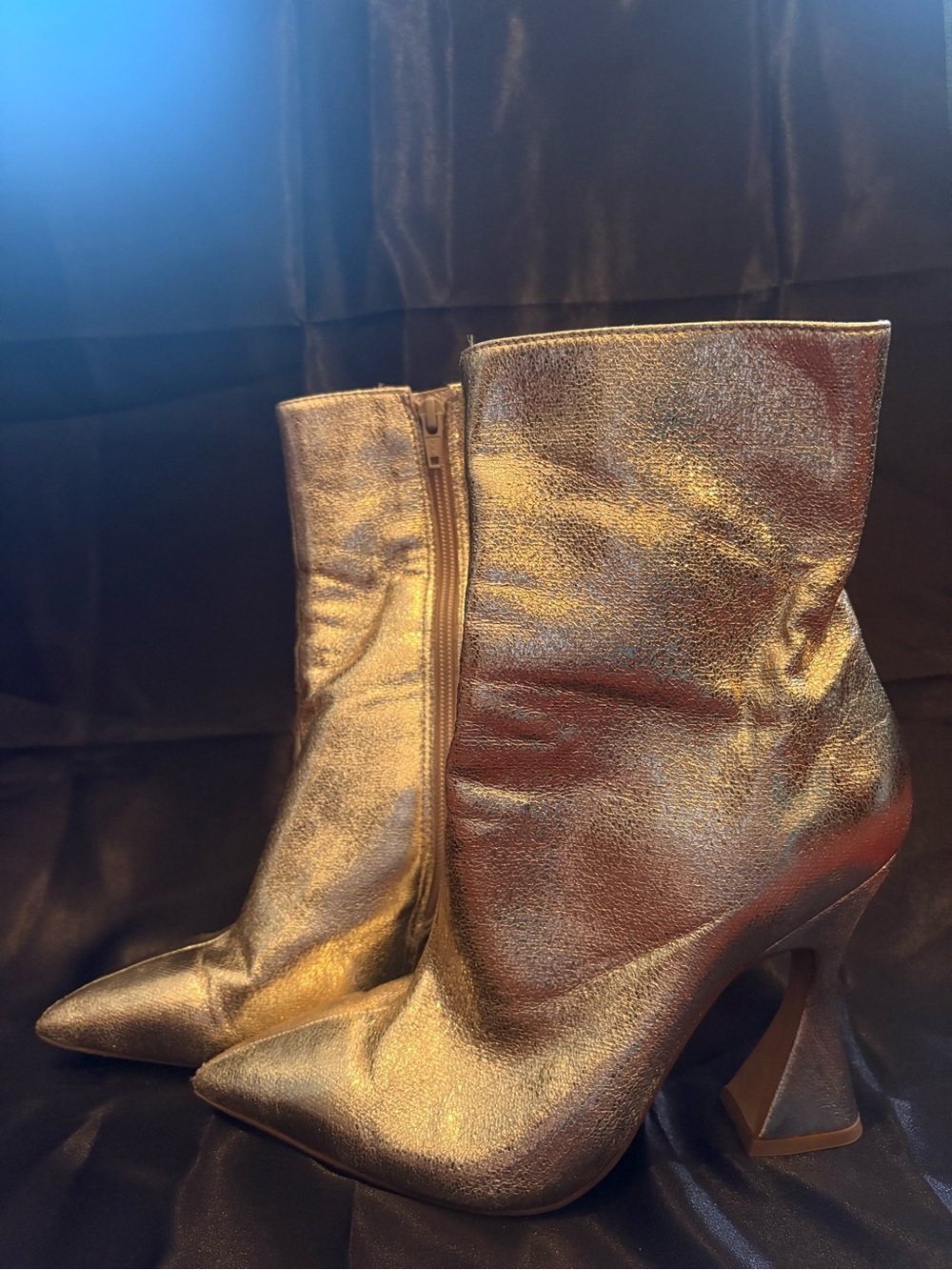 Steve Madden Metallic Gold Pointed Ankle Boots